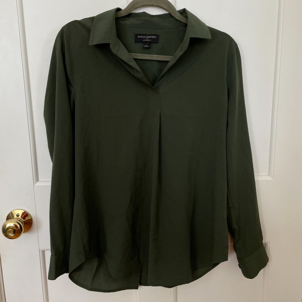 Forest Green Silk Banana Republic Top